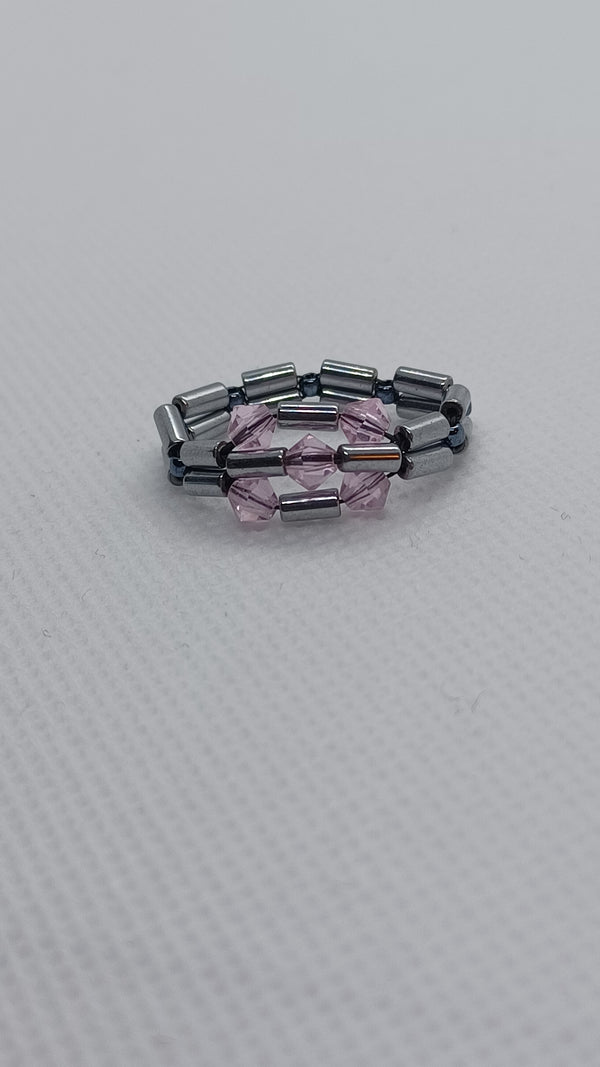 Pink Crystal Beaded Ring