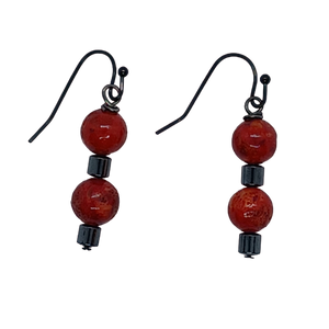 minimalist red dawn earrings 3 d view