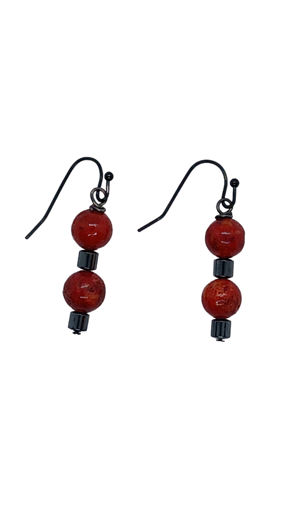 minimalist red dawn earrings 3 d view