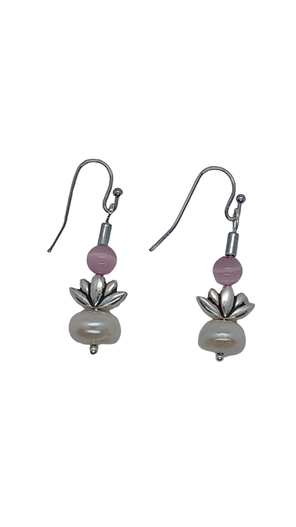 minimalist lotus earrings 3 d view