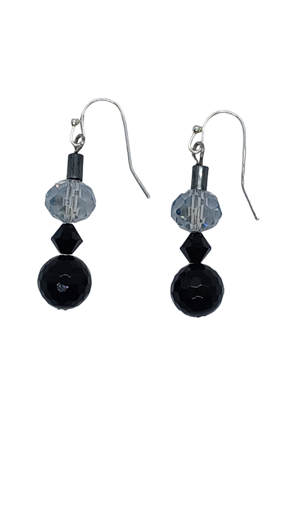 minimalist onyx stack earrings 3 d view