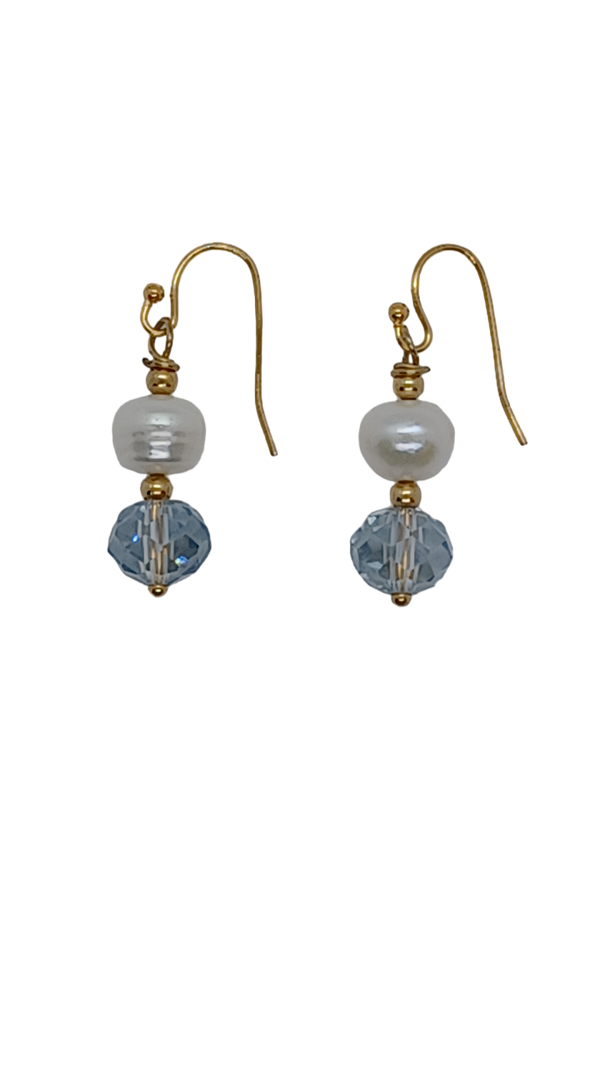 minimalist crystal pearl earrings 3 d view