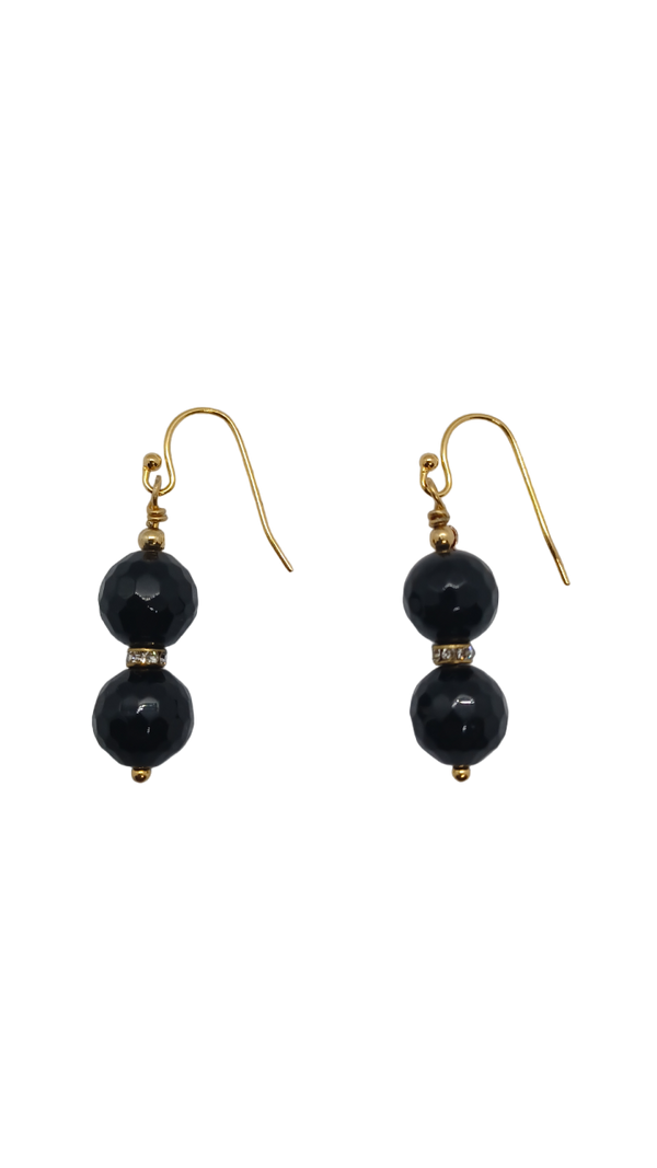 minimalist onyx gold earrings 3 d view